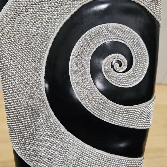 Dolls Kill Current Mood How Sweet It Is Platform Rhinestone Swirl Black Boots 8 - Picture 15 of 16